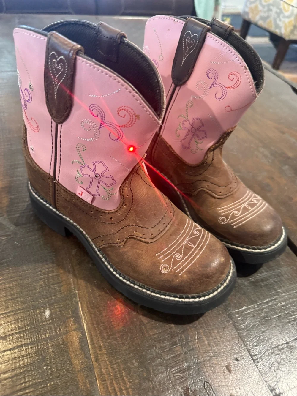 3Y JUSTIN GIRLS' GYPSY LIGHT UP CROSS EMBROIDERED WESTERN BOOTS
